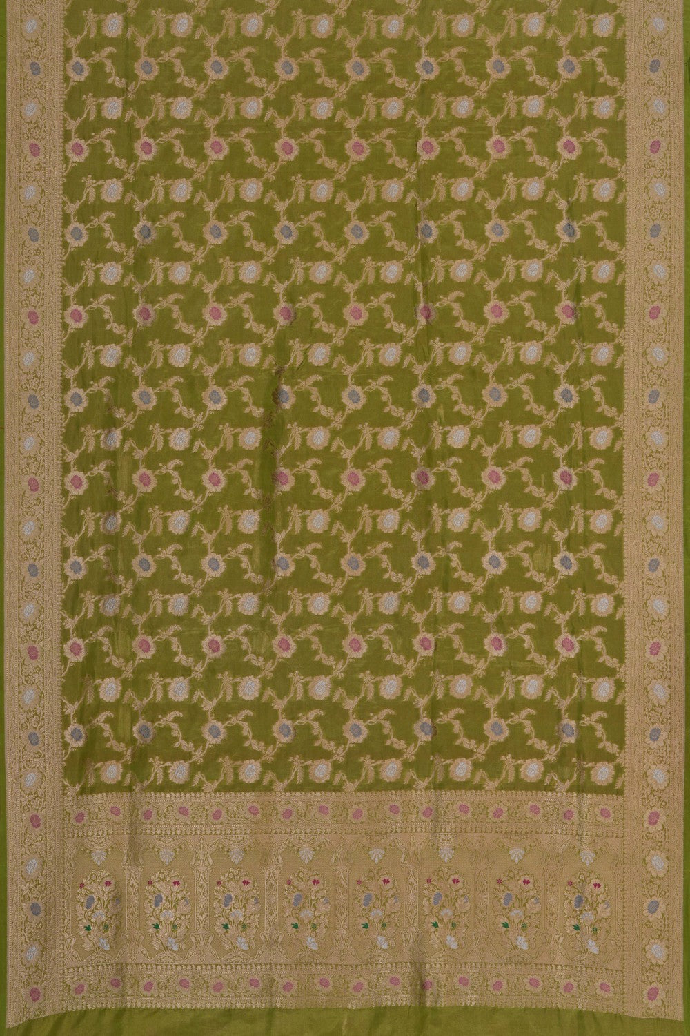 Image of Banarasi Katan Tissue Silk Green Saree